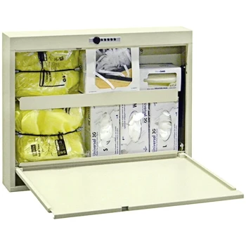 Omnimed 30" x 4 1/2" x 25 1/2" Beige Combo Lock Isolation Wall Desk 291509-BG