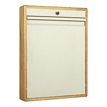 Omnimed Elite 18" x 4" x 25" Beige / Natural Oak Self Close Wall Desk with Key Lock 291533OAK