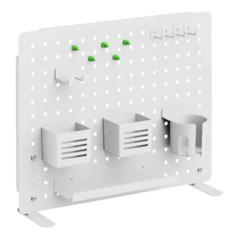 Kantek 20 9/16" x 17" White Pegboard Desk Divider with Accessories