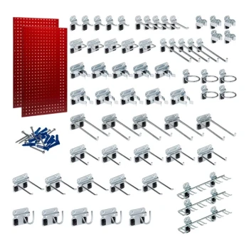 Triton Products 24" x 42" Red Steel LocBoard with 63 Hooks - 2/Pack