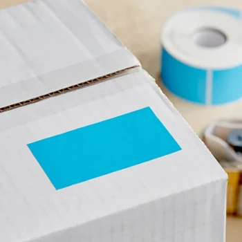 Lavex 2" x 4" Sky Blue Semi-Gloss Paper Permanent Rectangular Inventory Label - 500/Roll