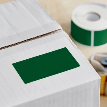 Lavex 2" x 4" Standard Green Semi-Gloss Paper Permanent Rectangular Inventory Label - 500/Roll