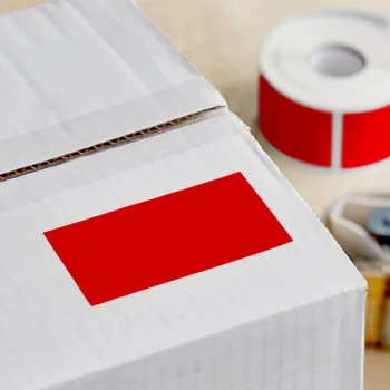 Lavex 2" x 4" Standard Red Semi-Gloss Paper Permanent Rectangular Inventory Label - 500/Roll