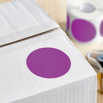 Lavex 3" Purple Semi-Gloss Paper Permanent Round Inventory Label - 500/Roll
