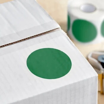 Lavex 3" Standard Green Semi-Gloss Paper Permanent Round Inventory Label - 500/Roll