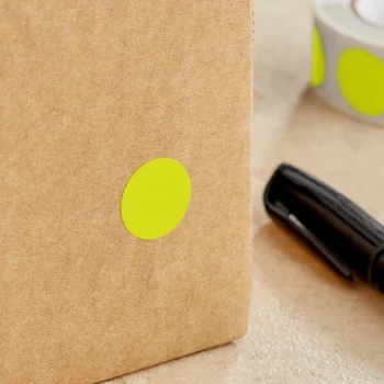 Lavex 3/4" Fluorescent Chartreuse Semi-Gloss Paper Permanent Round Inventory Label - 500/Roll