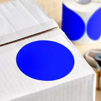 Lavex 4" Dark Blue Semi-Gloss Paper Permanent Round Inventory Label - 500/Roll
