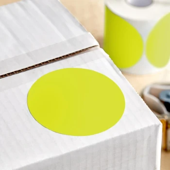 Lavex 4" Fluorescent Chartreuse Semi-Gloss Paper Permanent Round Inventory Label - 500/Roll