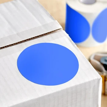 Lavex 4" Light Blue Semi-Gloss Paper Permanent Round Inventory Label - 500/Roll