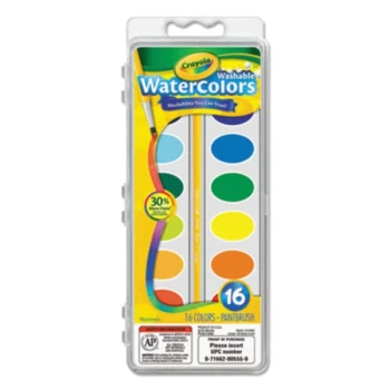 Crayola 530555 Assorted 16 Color Washable Watercolor Paint Set