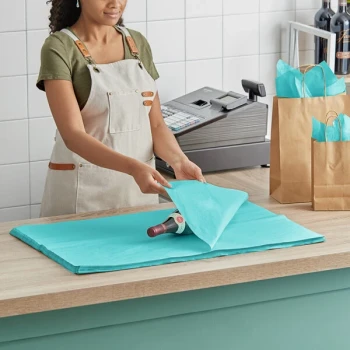 SatinWrap 20" x 30" 10 lb. Aquamarine Tissue Paper Sheets 2030-0011 - 480/Pack