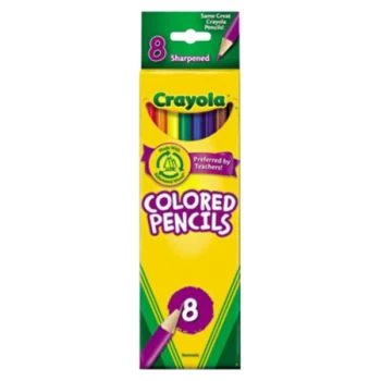 Crayola 684008 8 Assorted Long Barrel 3.3mm Colored Pencils