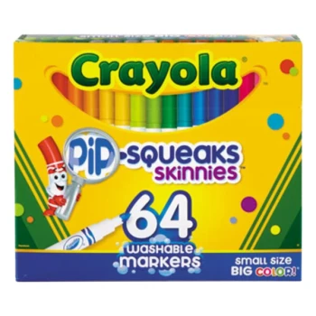 Crayola 588764 Pip-Squeaks Skinnies Assorted Washable Markers - 64/Pack