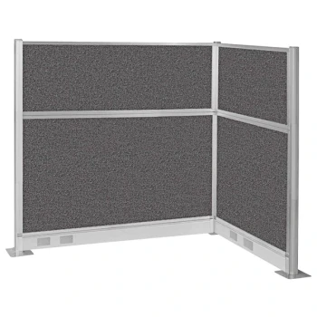 Versare Hush Panel 6' x 4' Charcoal Gray L-Shape Cubicle with Electric Channel