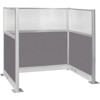 Versare Hush Panel 6' x 4' Slate U-Shape Cubicle with Window and Electric Channel