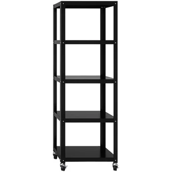 Hirsh 24" x 14" x 72" Black Metal Mobile 5-Shelf Bookcase