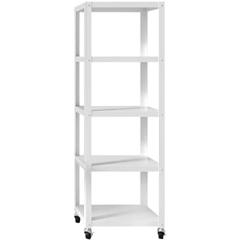 Hirsh 24" x 14" x 72" White Metal Mobile 5-Shelf Bookcase