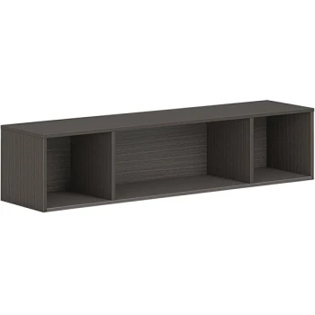 HON Mod 60" x 14" x 39 3/4" Slate Teak Wall Mounted Laminate Open Storage Cabinet