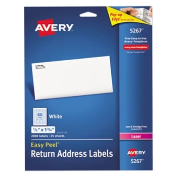 Avery® 5267 Easy Peel 1/2" x 1 3/4" Printable Return Address Labels - 2,000/Pack