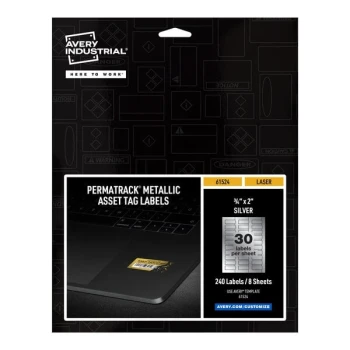 Avery® 61524 PermaTrack 3/4" x 2" Metallic Asset Labels - 240/Pack