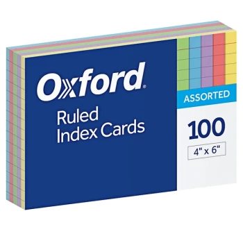 Oxford 34610 4" x 6" Assorted Color Ruled Index Cards - 100/Pack