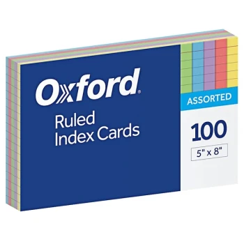 Oxford 35810 5" x 8" Assorted Color Ruled Index Cards - 100/Pack