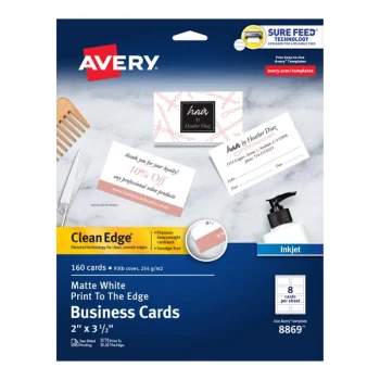 Avery® 08869 2" x 3 1/2" Matte White Clean Edge Premium Two-Sided Business Card - 160/Pack