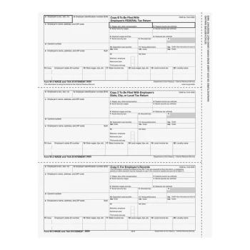 ComplyRight 3-Up W-Style Employee Copies B / C / 2 of W-2 Tax Forms 521050 - 50/Pack