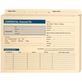ComplyRight A222 9 1/2" x 12" Expandable Confidential Personnel File - 25/Pack