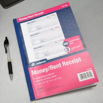 Adams TC1182 3-Part Carbonless Rent Receipt Book with 100 Receipts - 25/Case