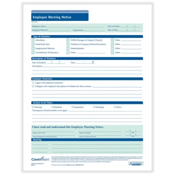 ComplyRight Employee Warning Notice - 50/Pack