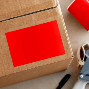 Lavex 4" x 6" Standard Red Semi-Gloss Paper Permanent Rectangular Inventory Label - 500/Roll
