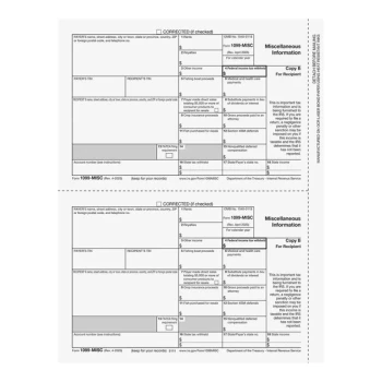 ComplyRight 1099 2-Up Recipient Copy of Miscellaneous Income Tax Forms - 50/Pack