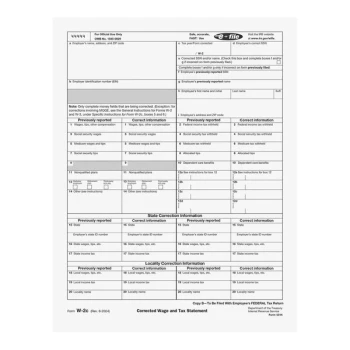 ComplyRight Employee Copy B 1-Part W-2C Tax Form 531450 - 50/Pack