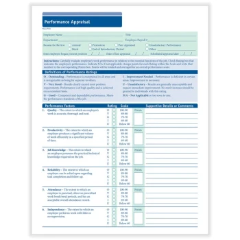 ComplyRight 8 1/2" x 11" Performance Appraisal Sheet A2192