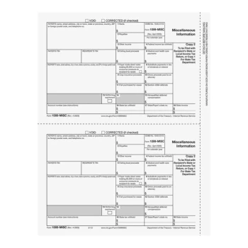 ComplyRight 1099 2-Up Payer Copy 2/1" of Miscellaneous Income Tax Forms - 50/Pack