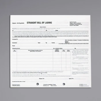 Rediform Office 44301 7" x 8 1/2" 3-Part Carbonless Bill of Lading Short Form - 250/Pack