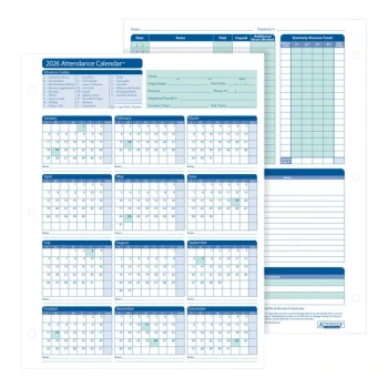 ComplyRight White 2026 Attendance Calendar Card - 50/Pack