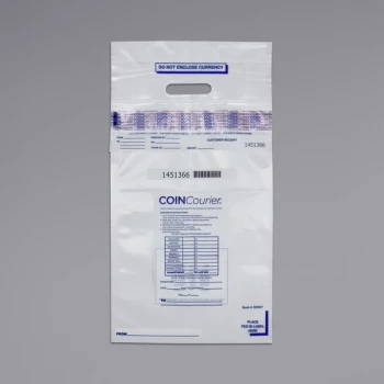 Controltek USA 585347 COINCourier Clear 12" x 25" Tamper-Evident Coin Deposit Bag - 50/Pack