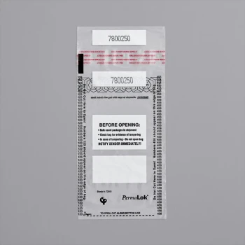 Controltek USA 585010 PermaLok 4 1/2" x 7 3/4" Tamper-Evident 100 Bill / 1 Strap Deposit Bag - 250/Pack