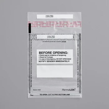Controltek USA 585011 PermaLok 4 3/4" x 8" Tamper-Evident 500 Bill / 5 Strap Deposit Bag - 1,000/Case