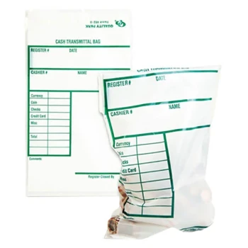 Quality Park 45220 6" x 9" Clear Cash Transmittal Bag with Printed Information Block - 100/Pack