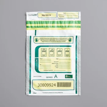 Controltek USA 585089 SafeLok White 9" x 12" Tamper-Evident Cash Deposit Bag - 100/Pack