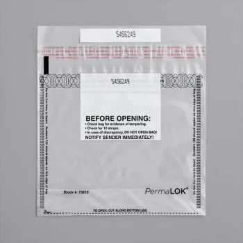 Controltek USA 585012 PermaLok 9 1/4" x 8" Tamper-Evident 1000 Bill / 10 Strap Deposit Bag - 250/Pack