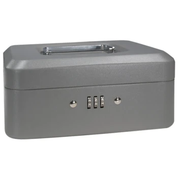 Barska CB11784 8" x 6 5/16" x 3 1/2" Small Gray Steel Cash Box with Combination Lock and Handle