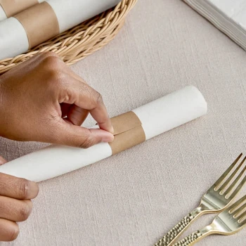 Choice Natural Kraft Self-Adhering Customizable Paper Napkin Band - 20,000/Case