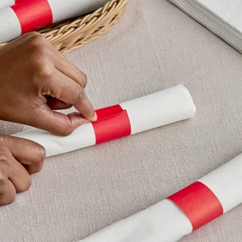 Choice Red Self-Adhering Customizable Paper Napkin Band - 20,000/Case