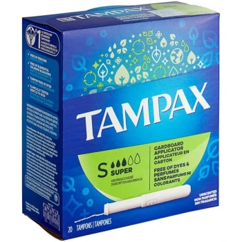 Tampax 20-Count Unscented Tampon with Cardboard Applicator - Super - 24/Case