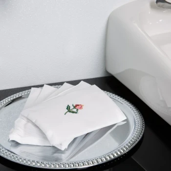 Hoffmaster 856515 Linen-Like 12" x 17" Floral Mist 1/6 Fold Guest Towel - 500/Case