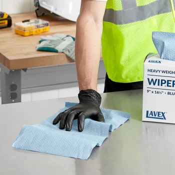 Lavex 9" x 16 1/2" Blue Heavy Weight Industrial Wiper with Pop-Up Box - 400/Case